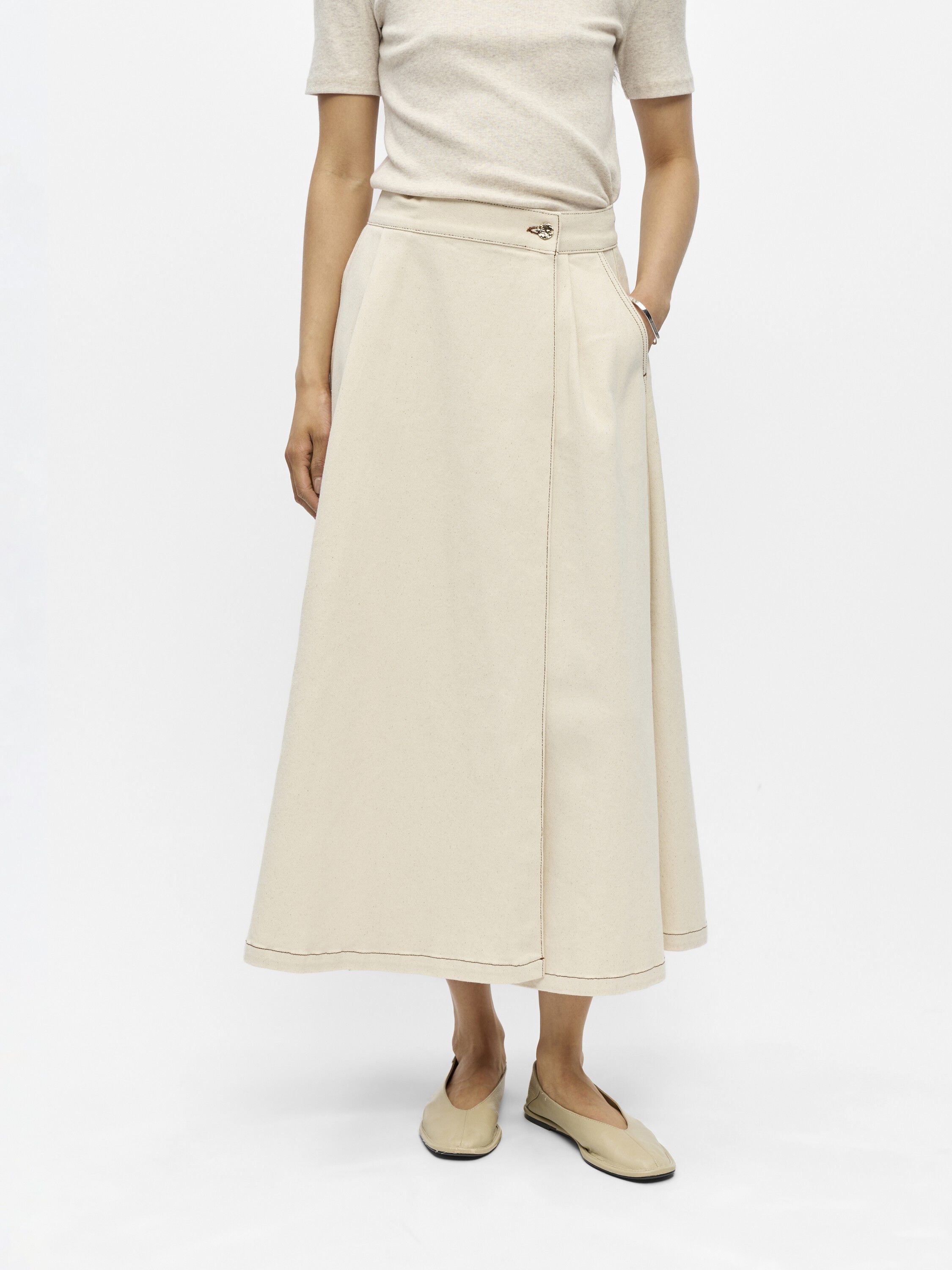 OBJSINA MW LONG DENIM SKIRT E REP