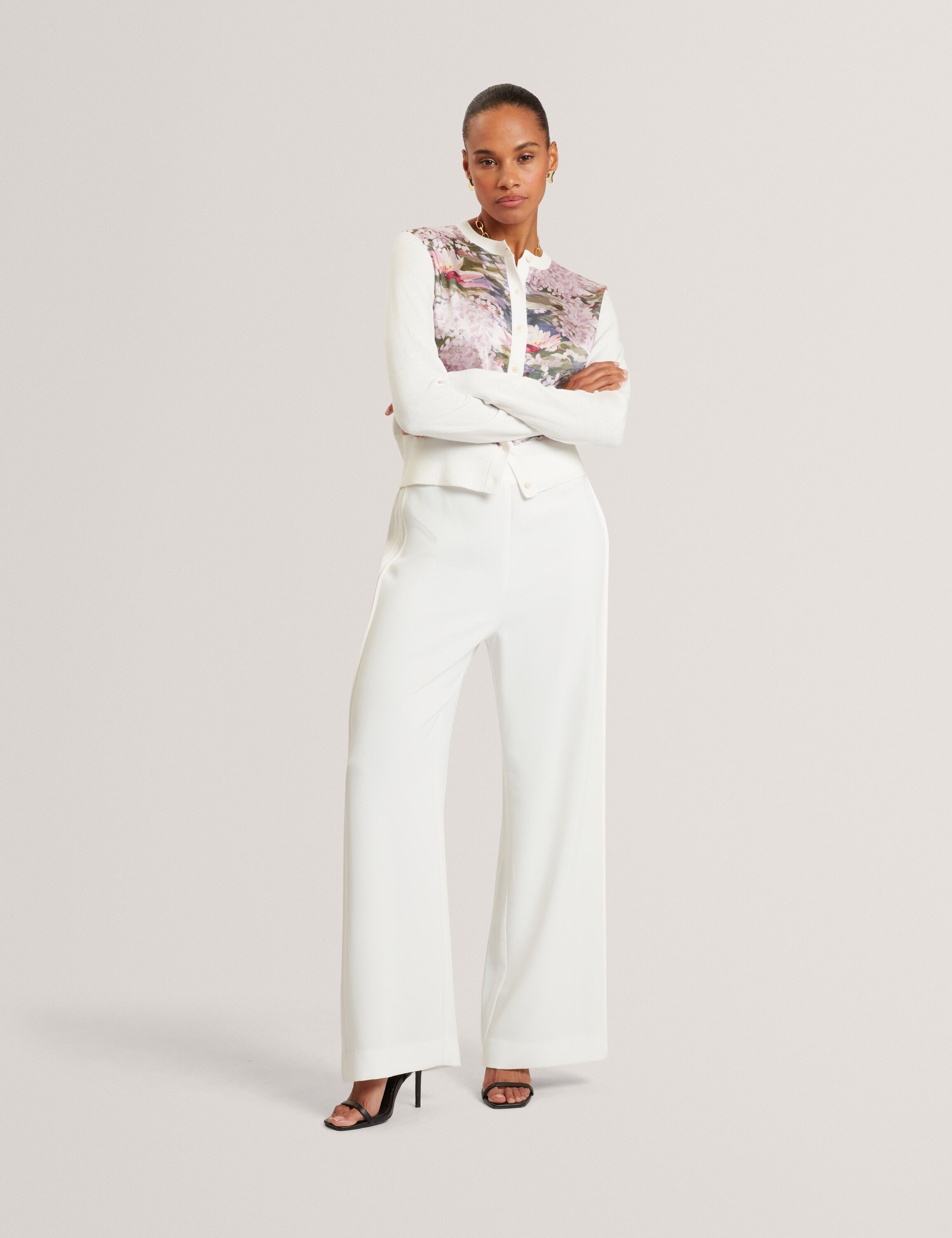 SISILLA Printed Woven Front Cardiga