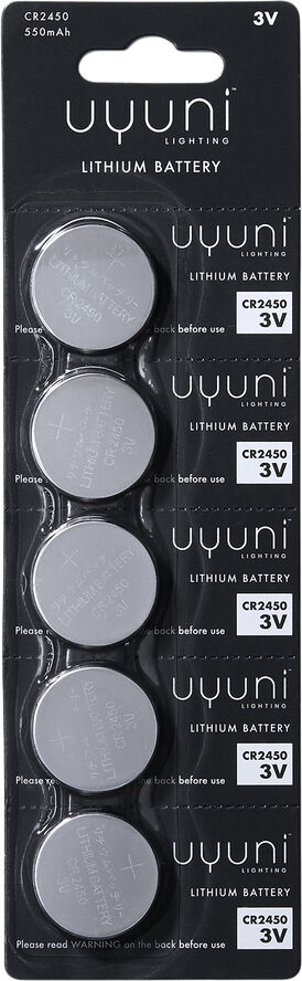 CR2450 Battery, 3V, 550mAh - 5 pack