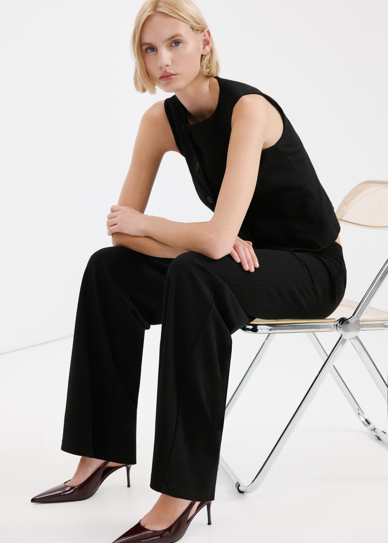 Straight low-rise suit trousers