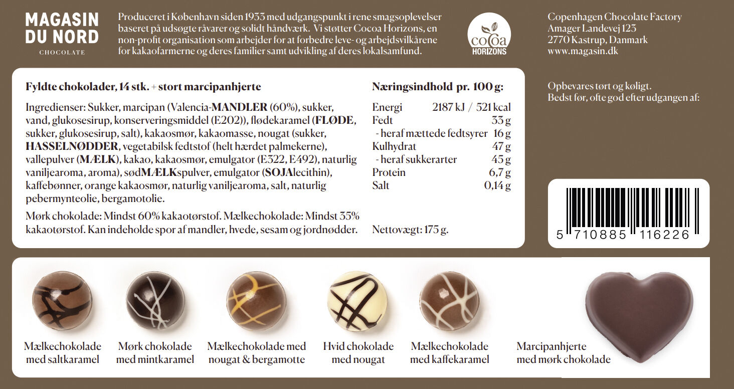 Hjerte&aelig;ske, 15 stk. Dessertchokolade, 175g.