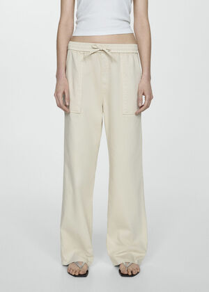 Elastic waist cotton trousers