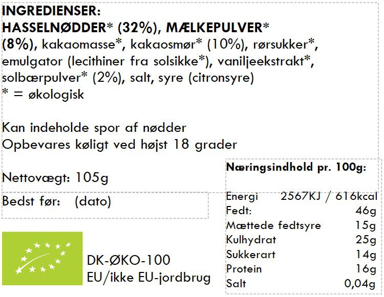 Piemonte hasseln&oslash;dder / nougat / solb&aelig;r / m&aelig;lkechokolade