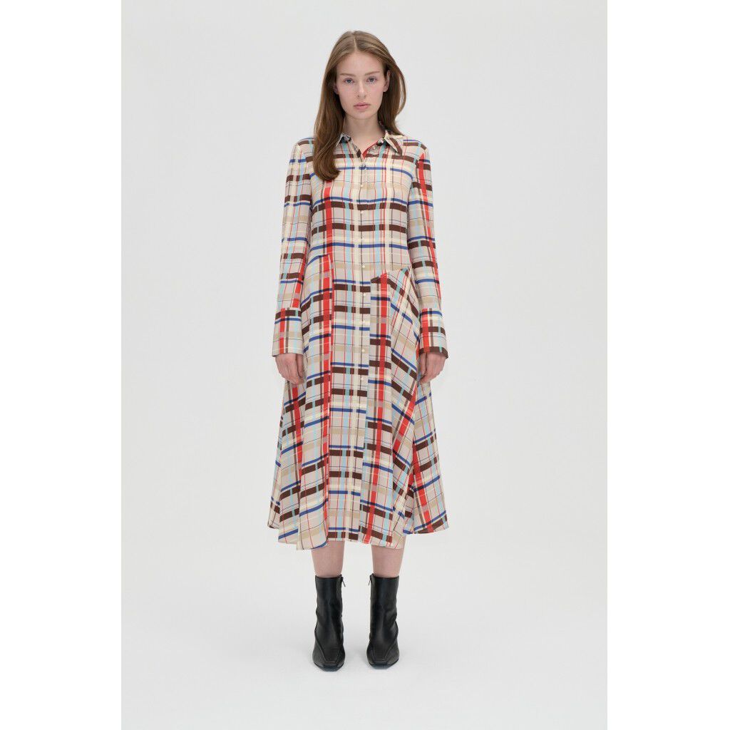 2263 Dry Viscose, Front Placket Midi Polo Dress