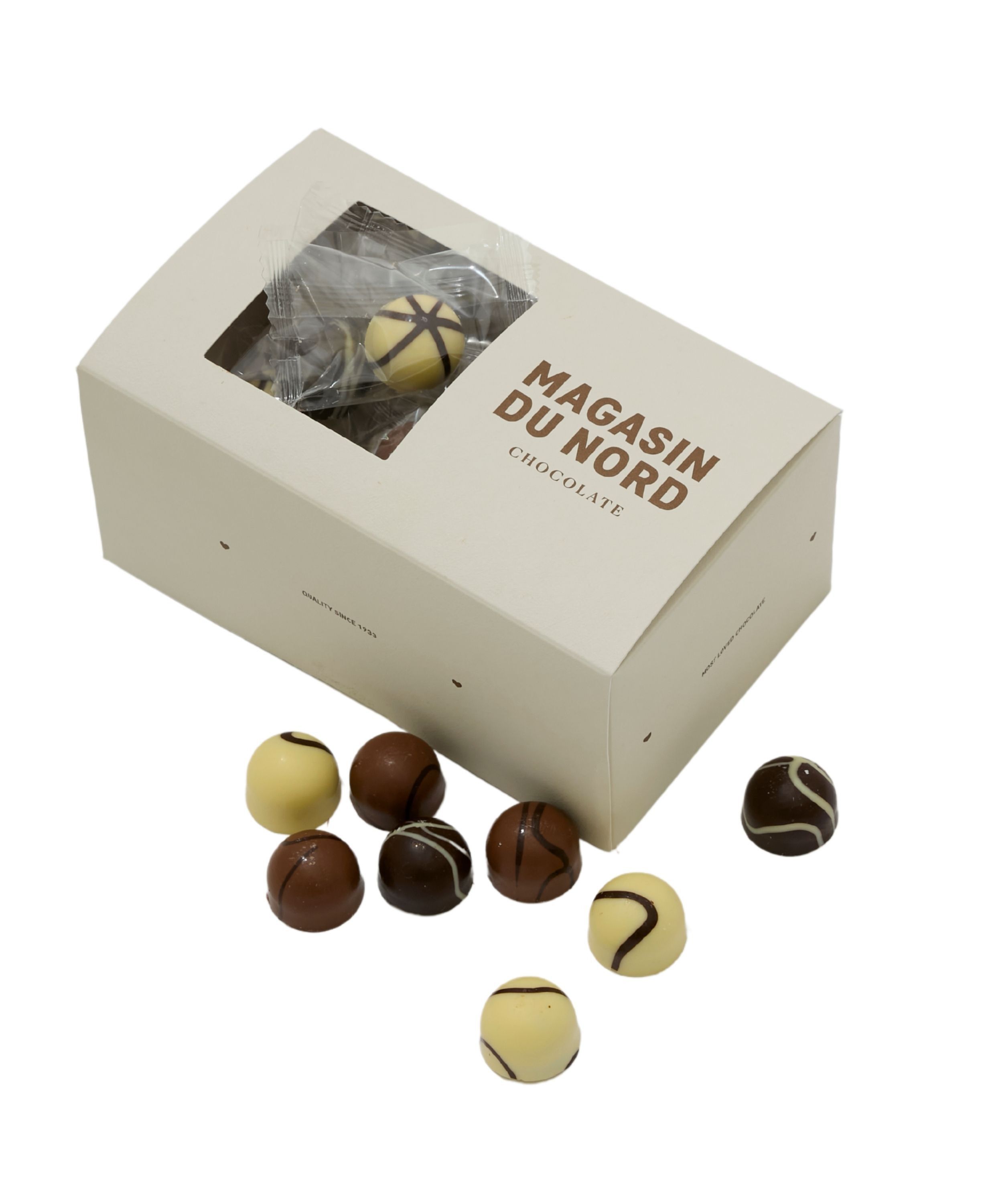 &AElig;ske med 24 flowpakkede chokolade 240g