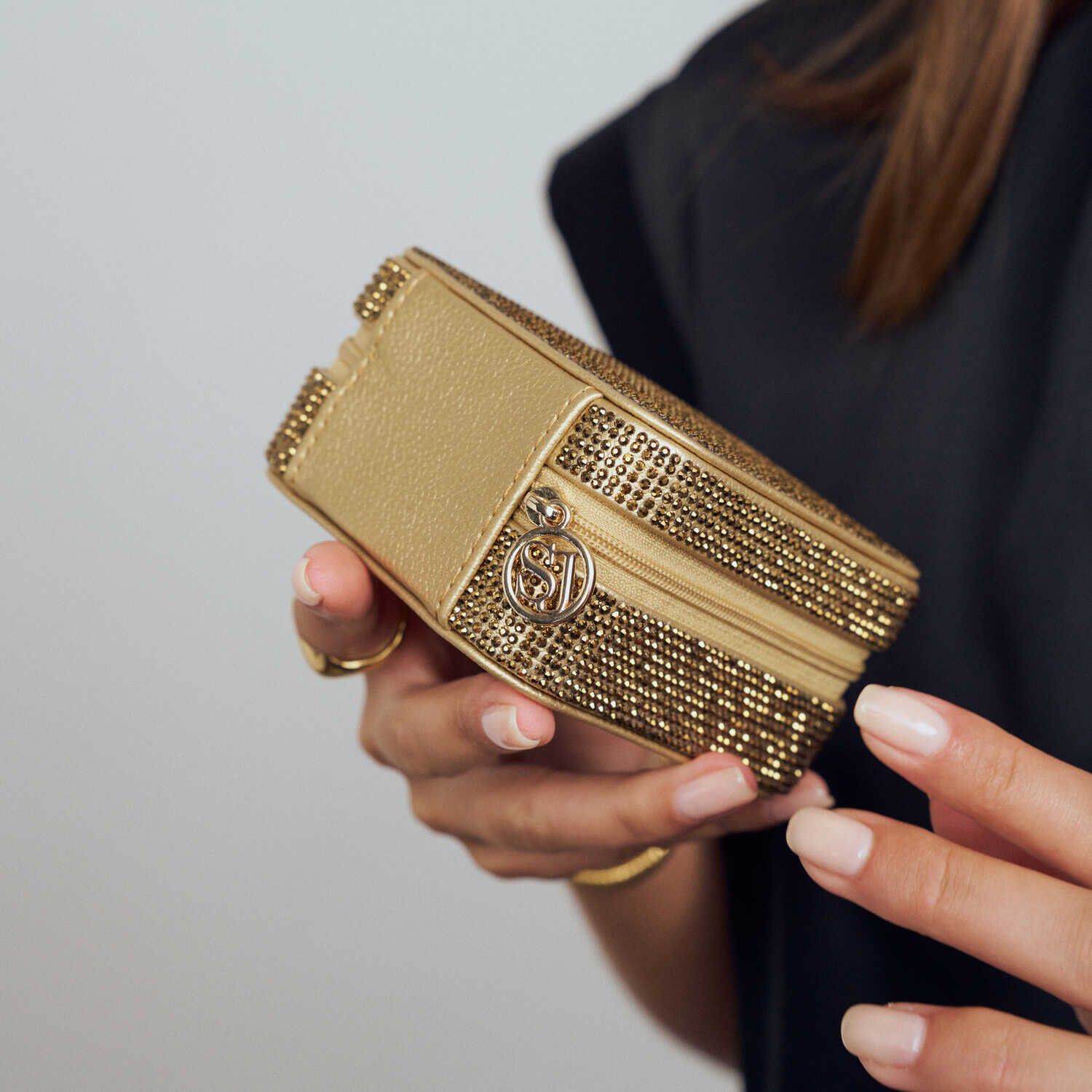 SPARKLY GOLD JEWELLERY TRAVEL BOX