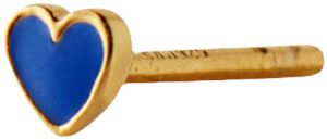 Petit Love Heart Cobalt Blue Enamel Ørestik - Forgyldt