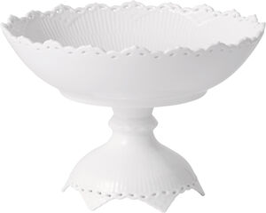 Hvid Helblonde skål på fod 17,5 cm