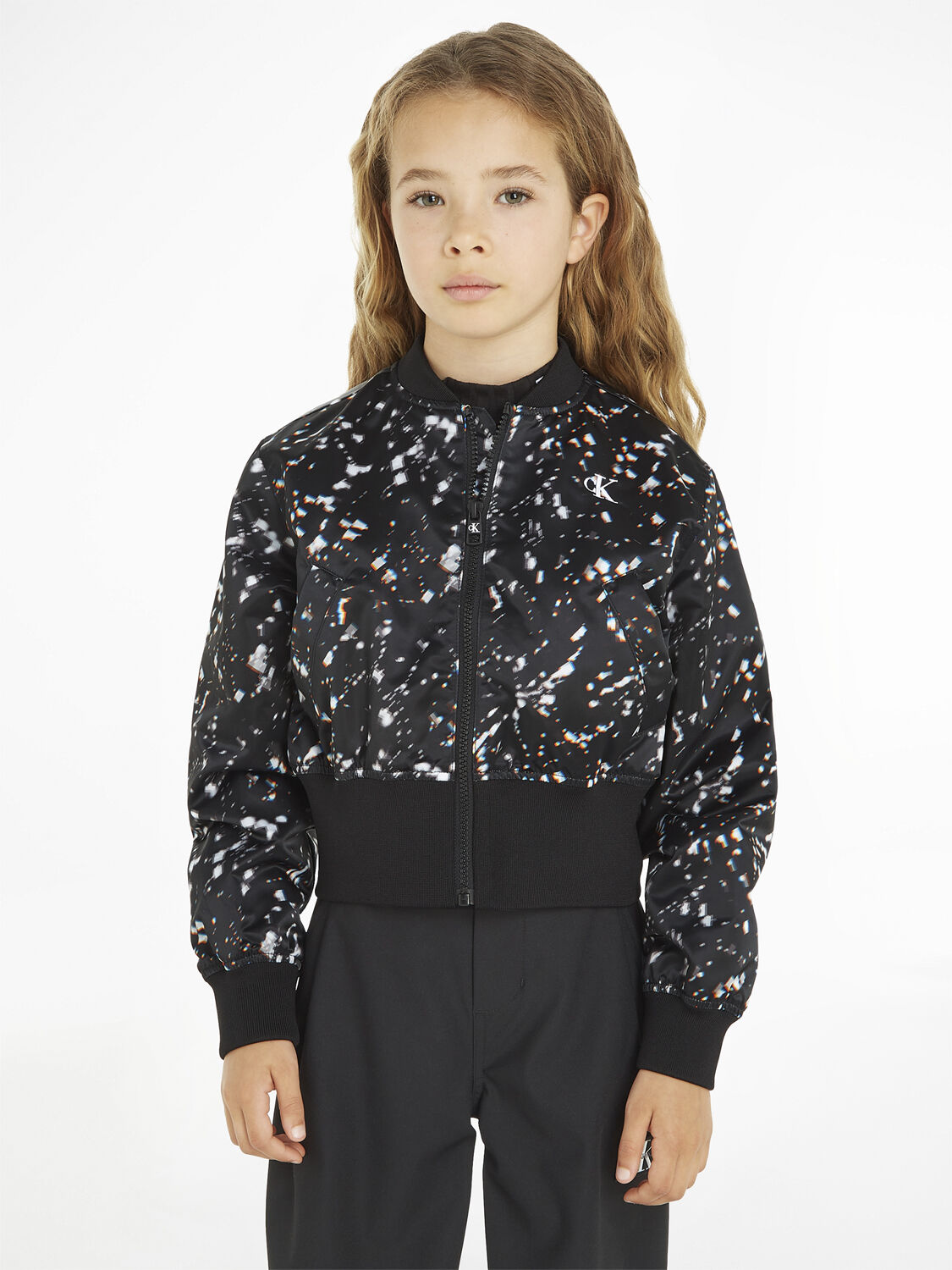 CRYSTAL AOP SATIN BOMBER