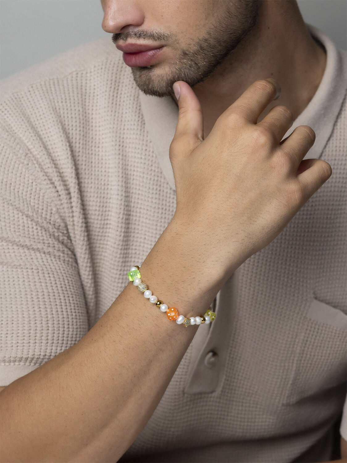 Men's Pair of Dice Pearl Bracelet