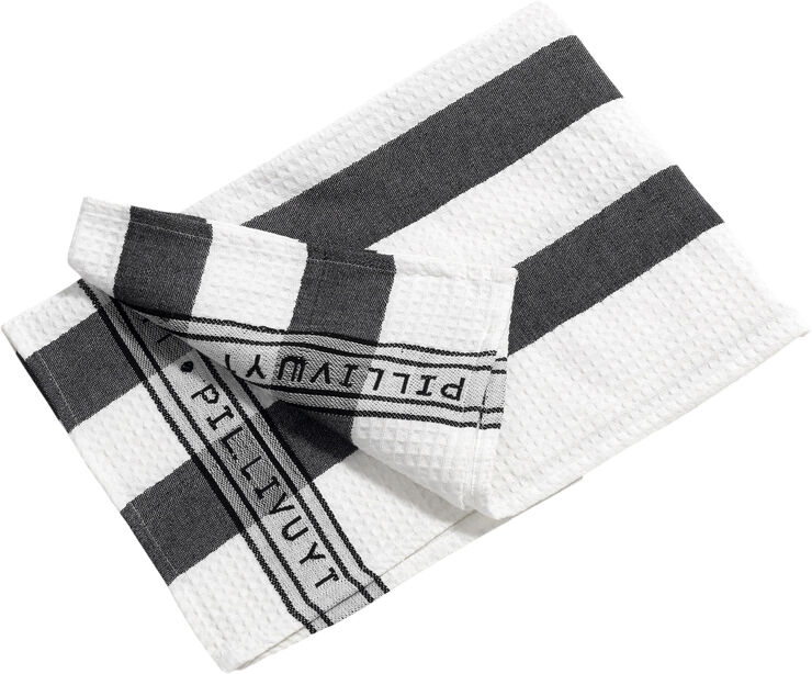 Viskestykke Pillivuyt 90 x 60 cm sort/hvid brede striber