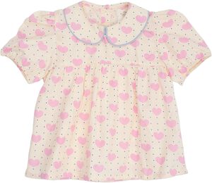 HEART & DOTS BLOUSE W PIPING
