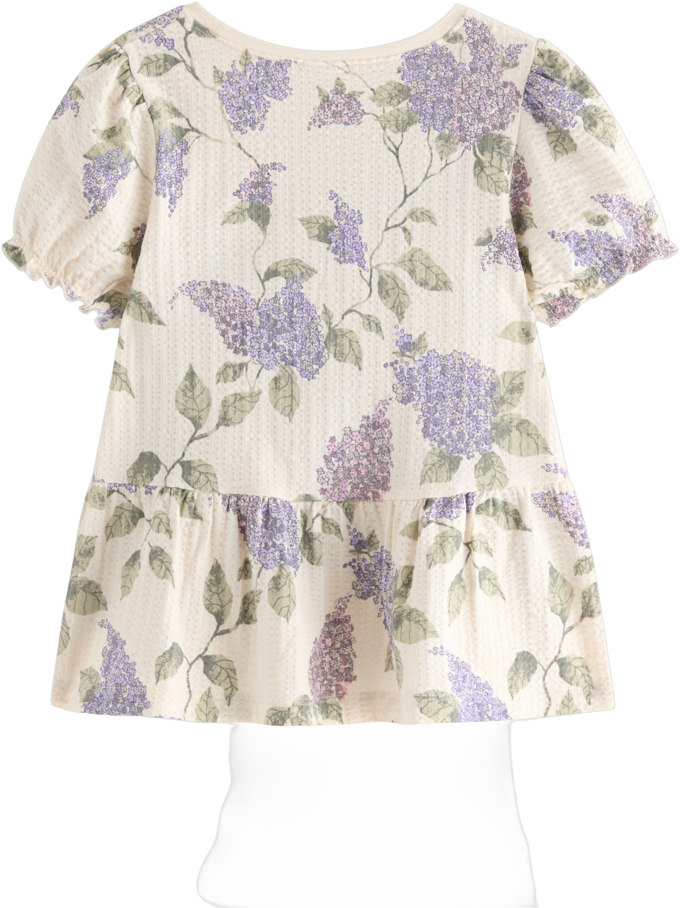 Short-sleeved top with peplum fit a