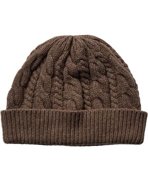 1598 Cable Knit Beanie Brown