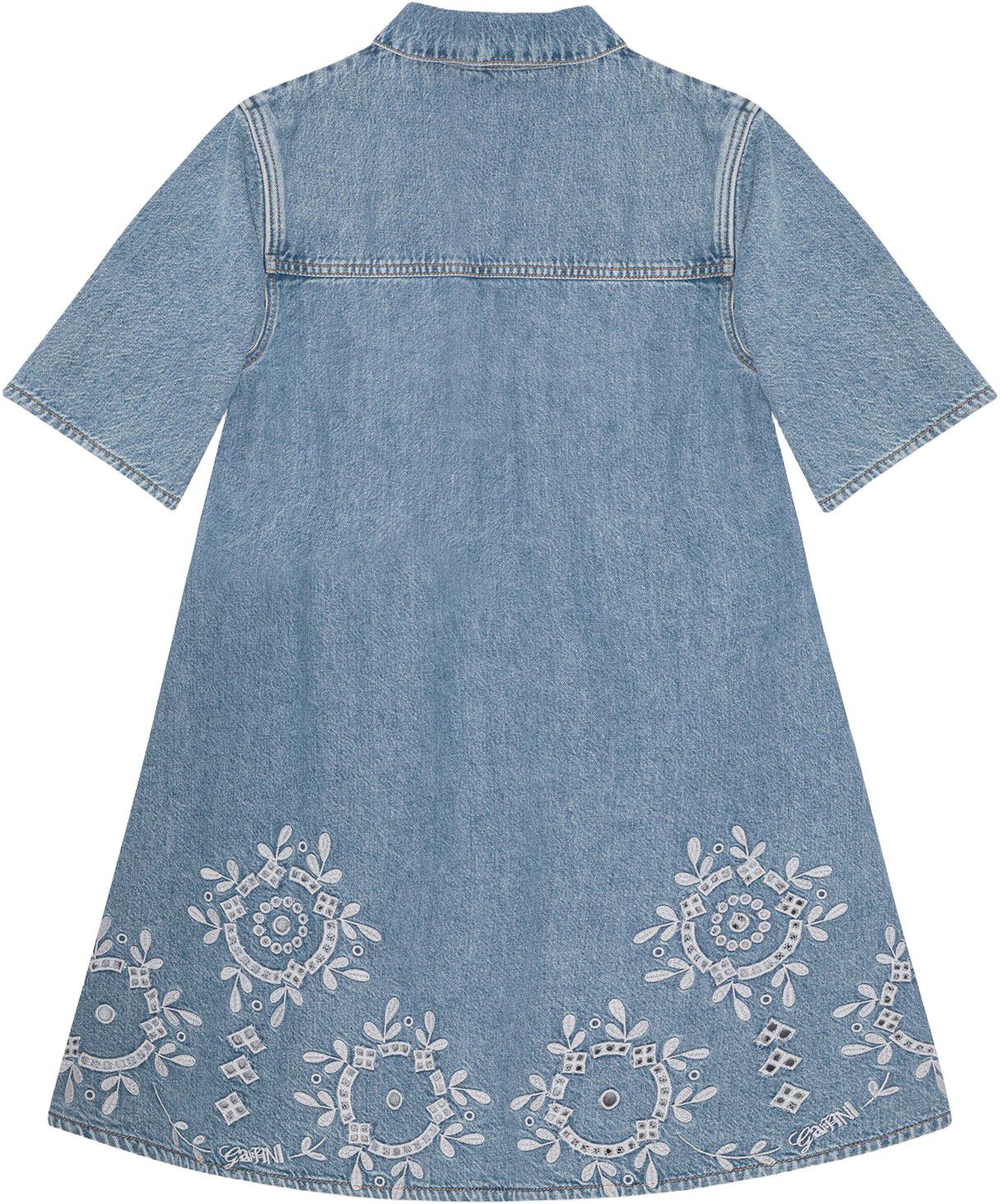 Broderie Anglaise Denim Mini Dress