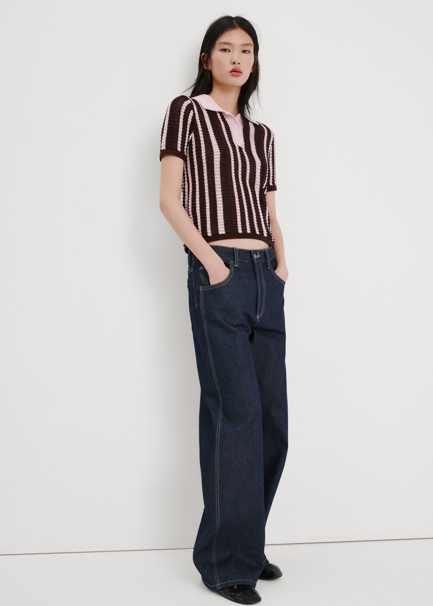 Knitted polo-neck sweater