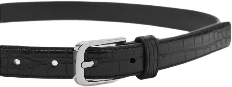 Fine croco leather-effect belt