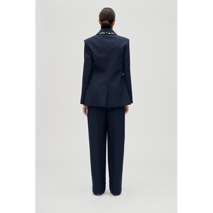 2435 Pinstripe Tailoring, Belted Tailored Pants