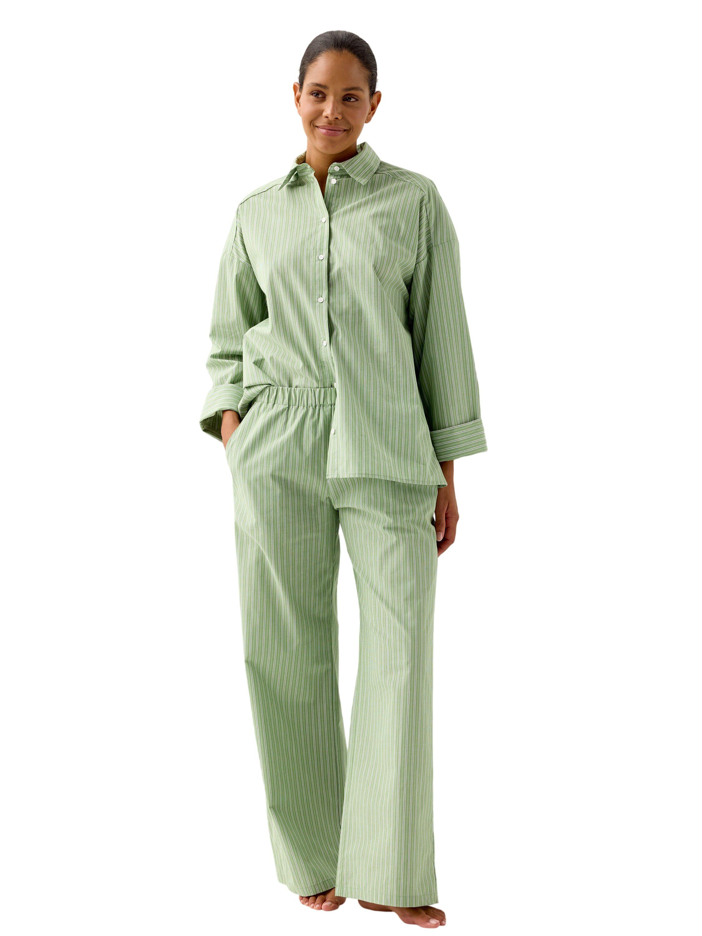 Pyjamasbyxa i bomullspoplin med avs