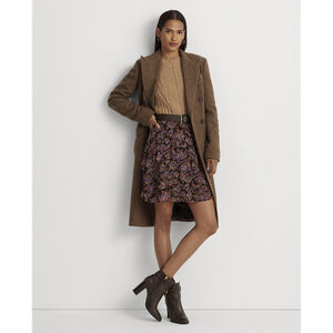 Floral Ruffle-Trim Georgette Skirt