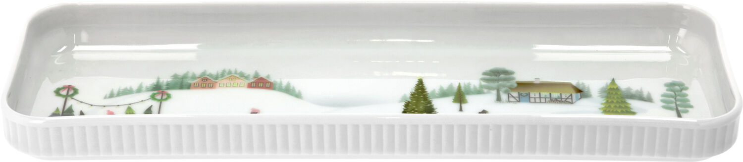 Fad rektangul&aelig;rt Vinter 36 x 12 cm Hvid Ovnfast porcel&aelig;n