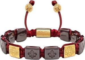 Ceramic Flatbead Bracelet in Dark Red and Gold