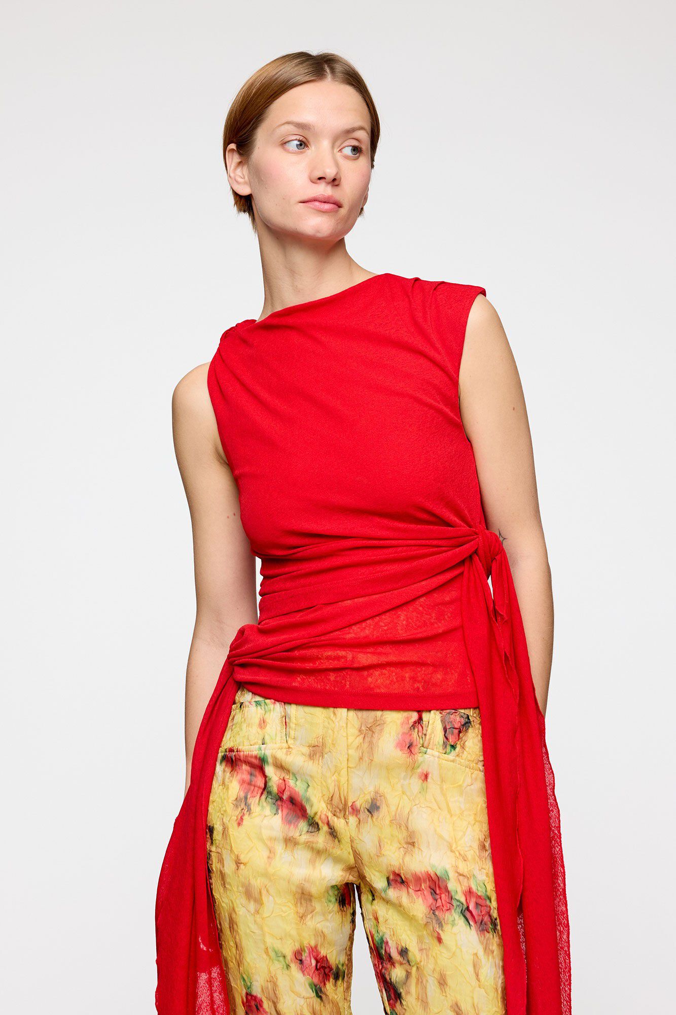 Marl Mesh Tie Knot Tank Top