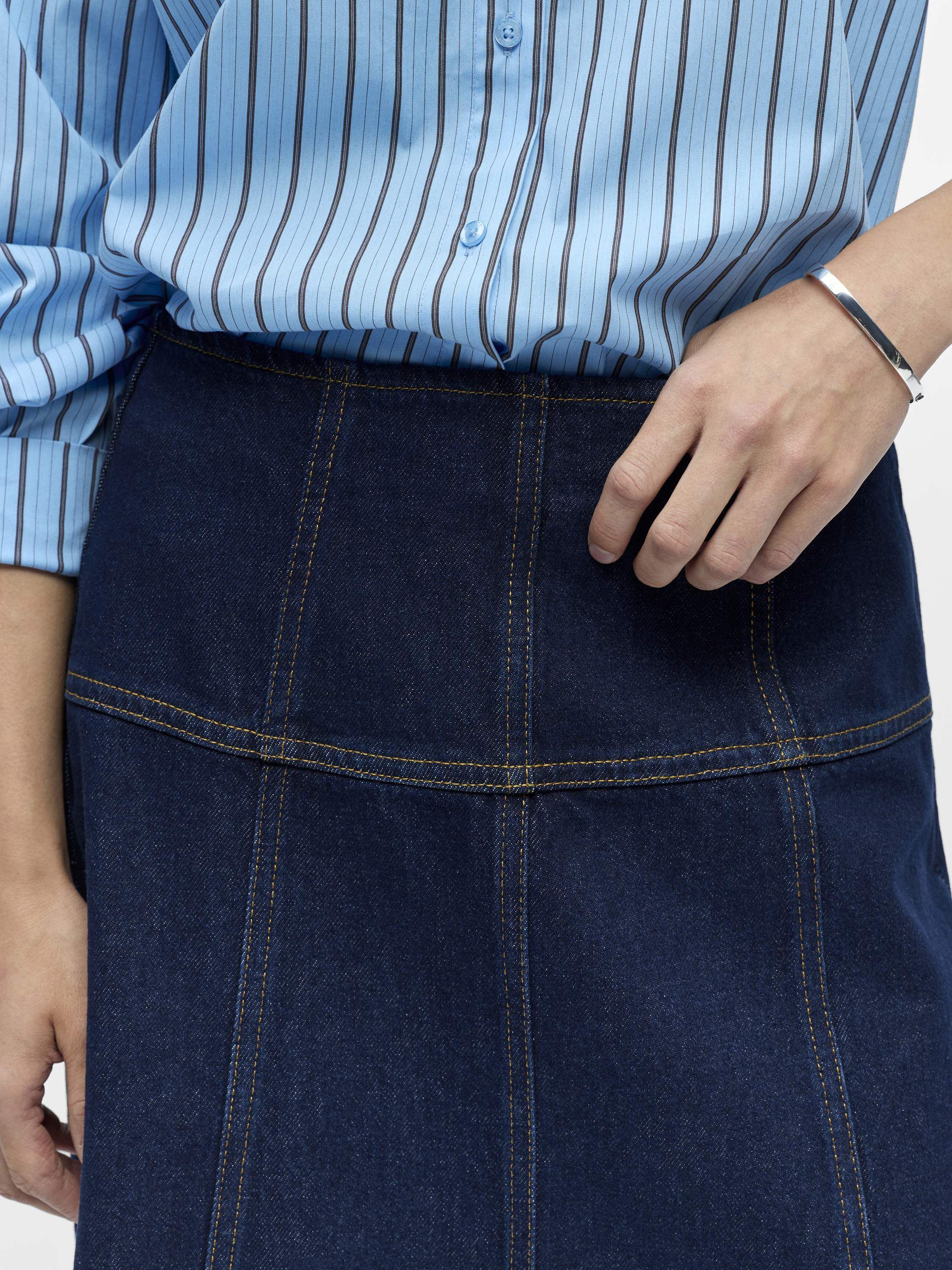 OBJRINE MW MIDI DENIM SKIRT E TNE 2