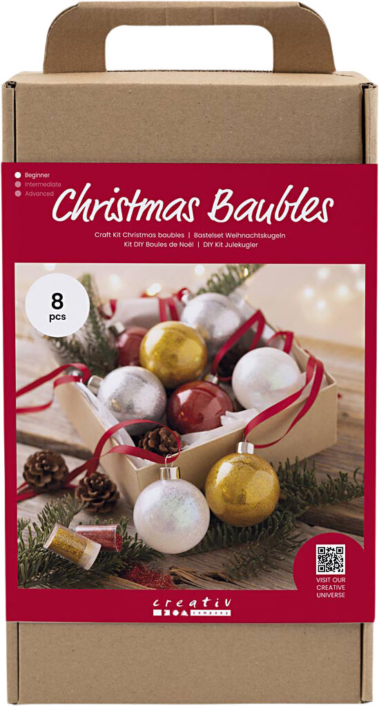 DIY Kit Julekugler, Glitter