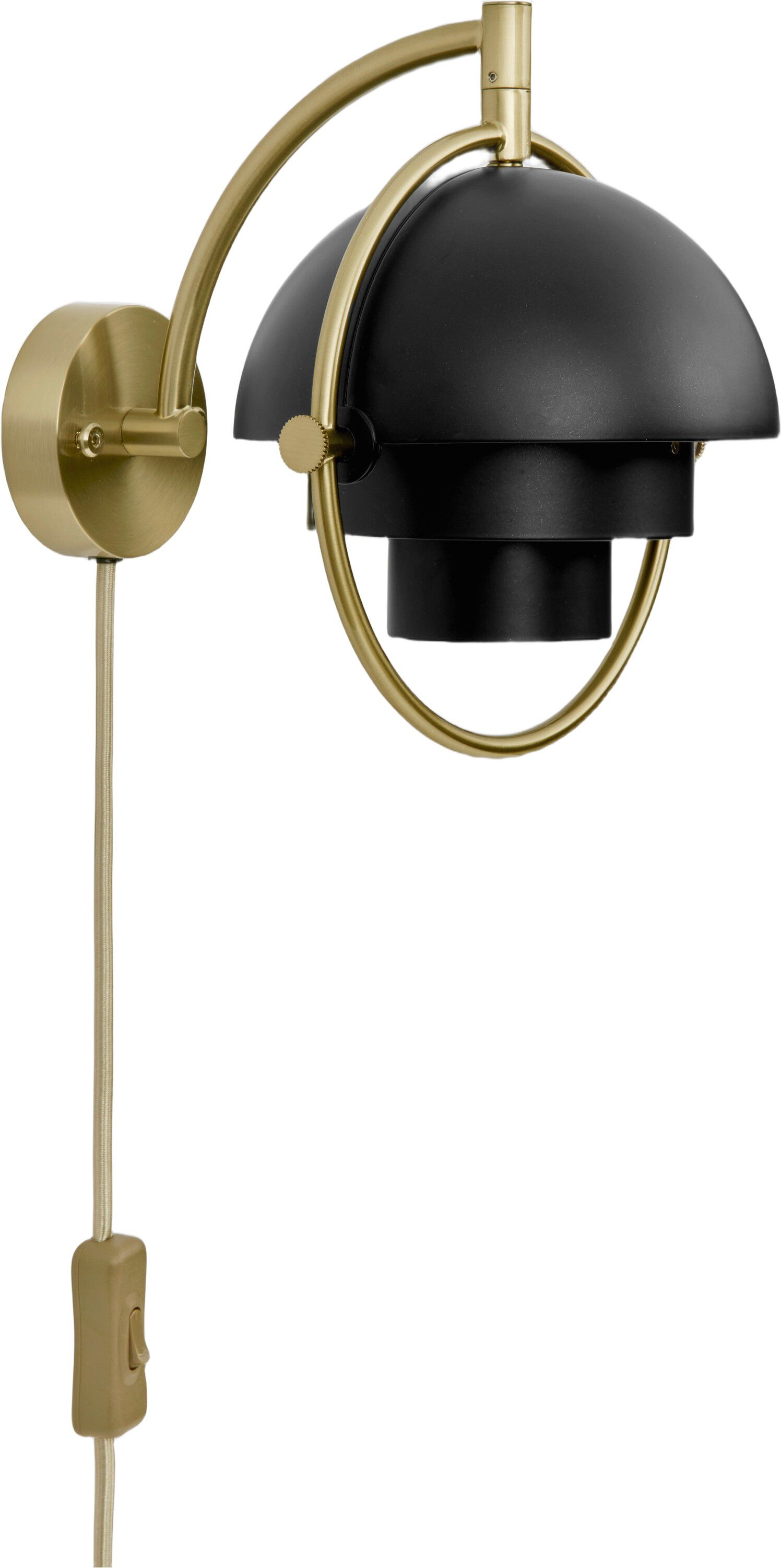 Multi-Lite Wall Lamp, EU Base: Brass, Shade: Black Semi Matt