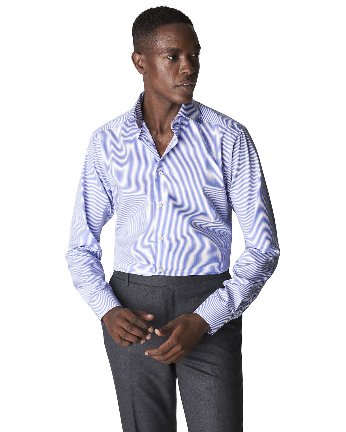 Contemporary Fit Mid Blue Twill Shirt