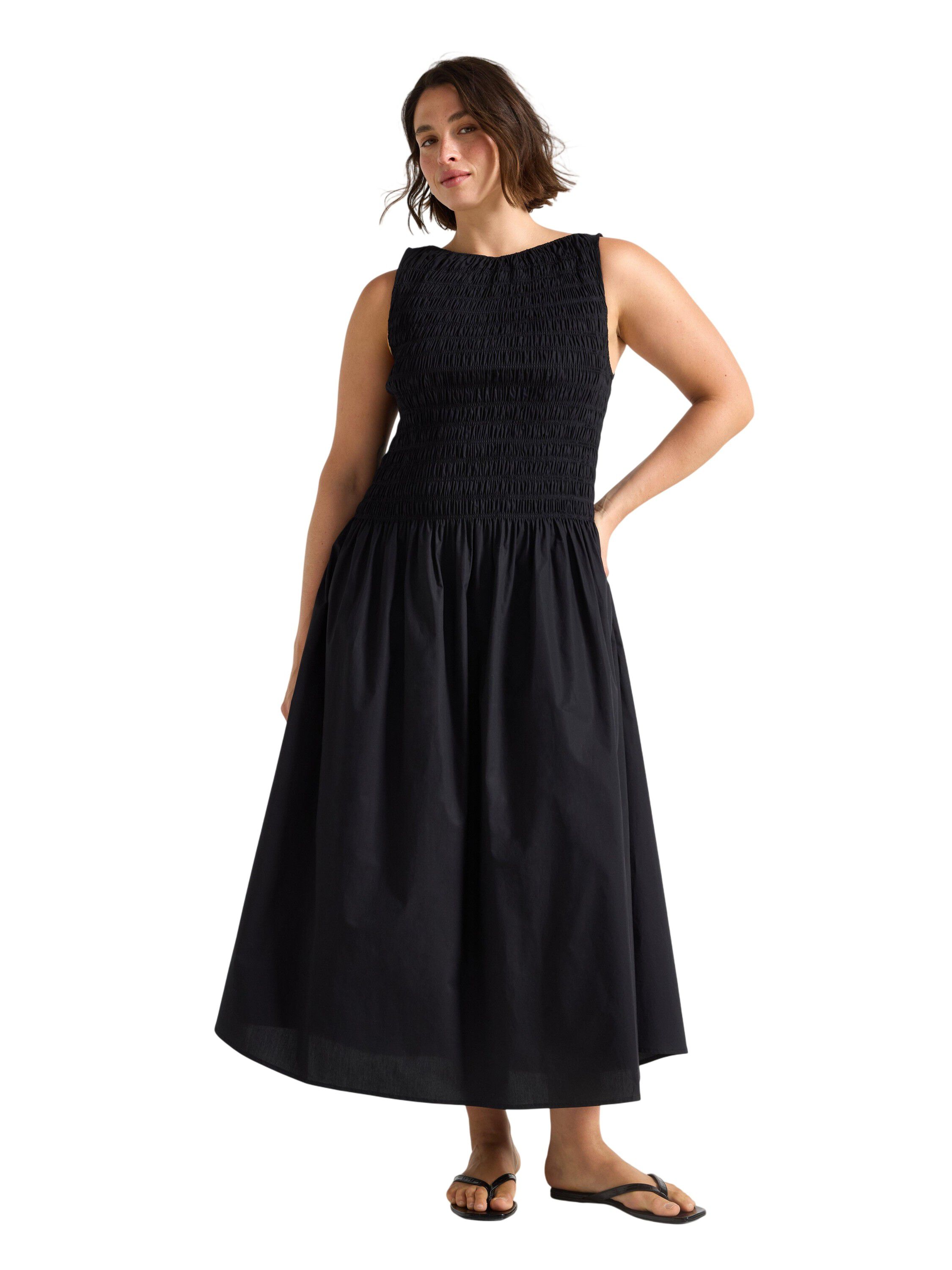 Sleeveless woven cotton dress with