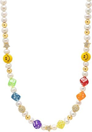 Men's Pair of Dice Pearl Necklace