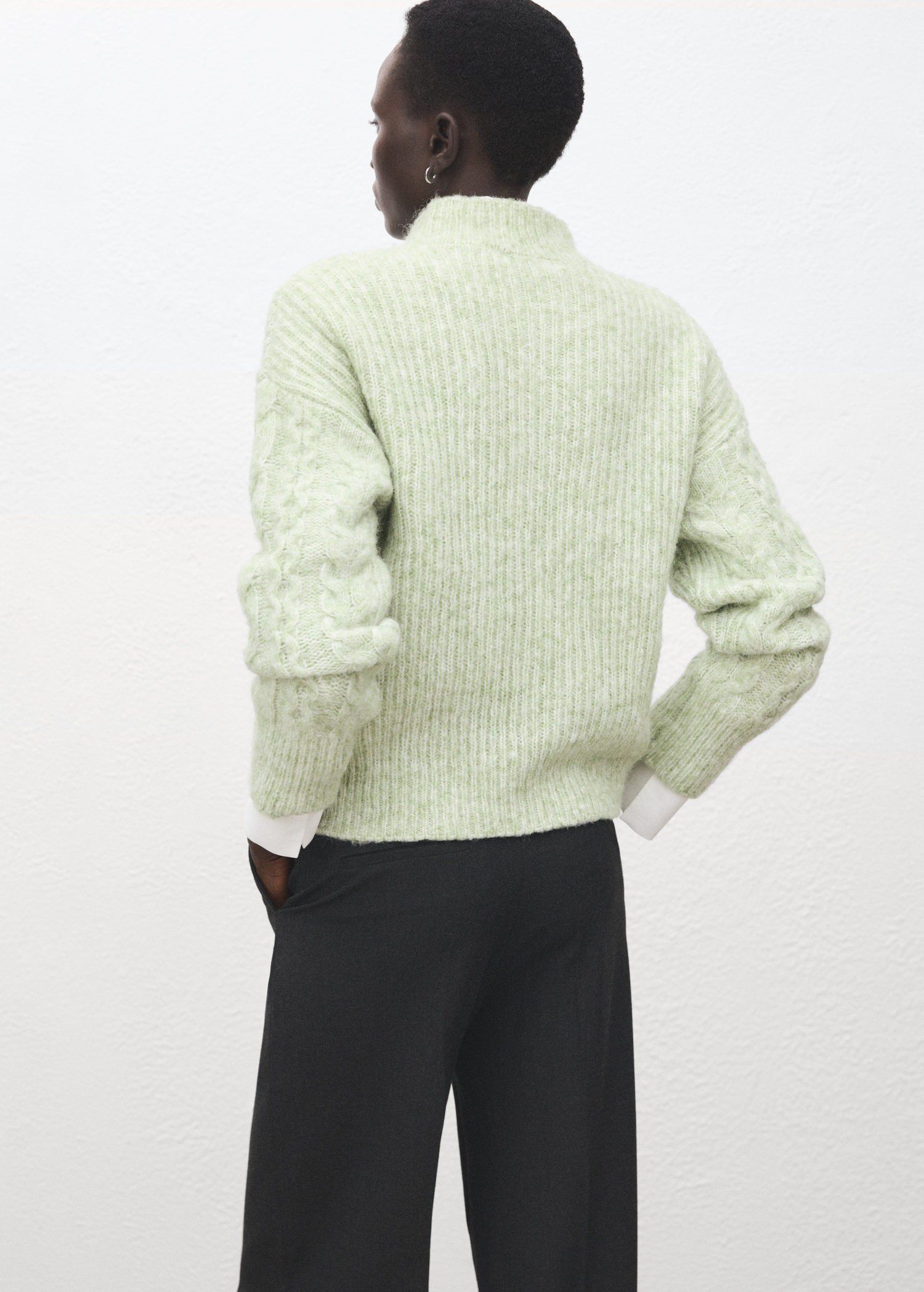 Braided sweater with perkins neck
