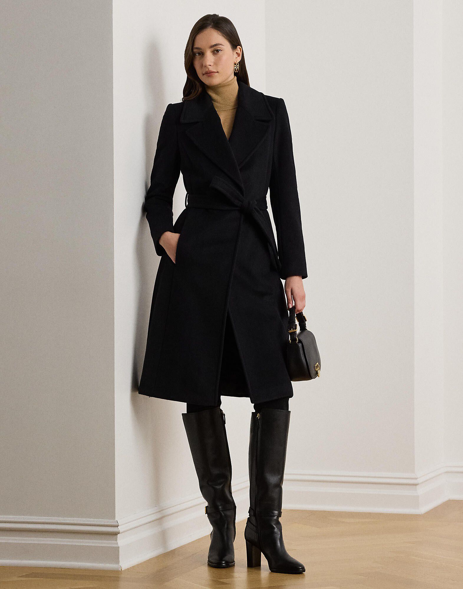 Belted Wool-Blend Wrap Coat