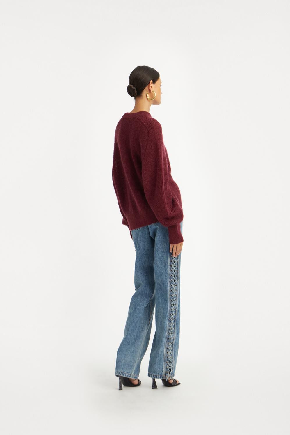 LACED STRAIGHT LEG JEANS