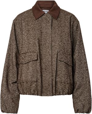 PCALBERTE HERRINGBONE BOMBER JACKET