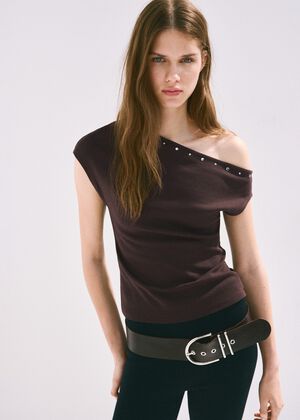 Asymmetric studded T-shirt