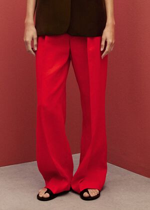 Straight-fit linen suit trousers