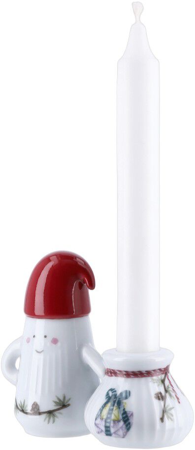 Hammersh&oslash;i Christmas Nissefar lysestage H8. 5 hvid m. deko