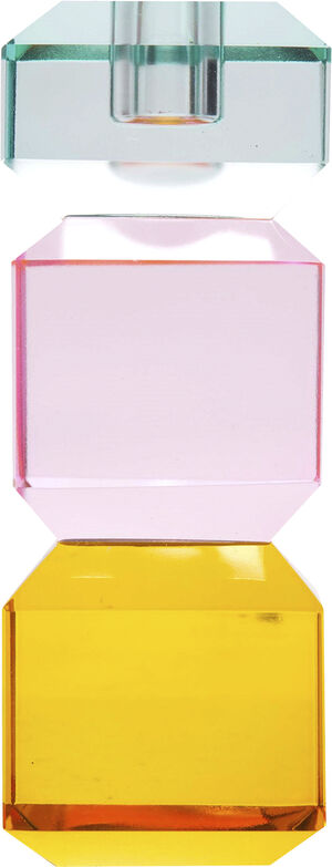 Krystal stage, lys mynte/lys pink/gul, 15x6x6 cm