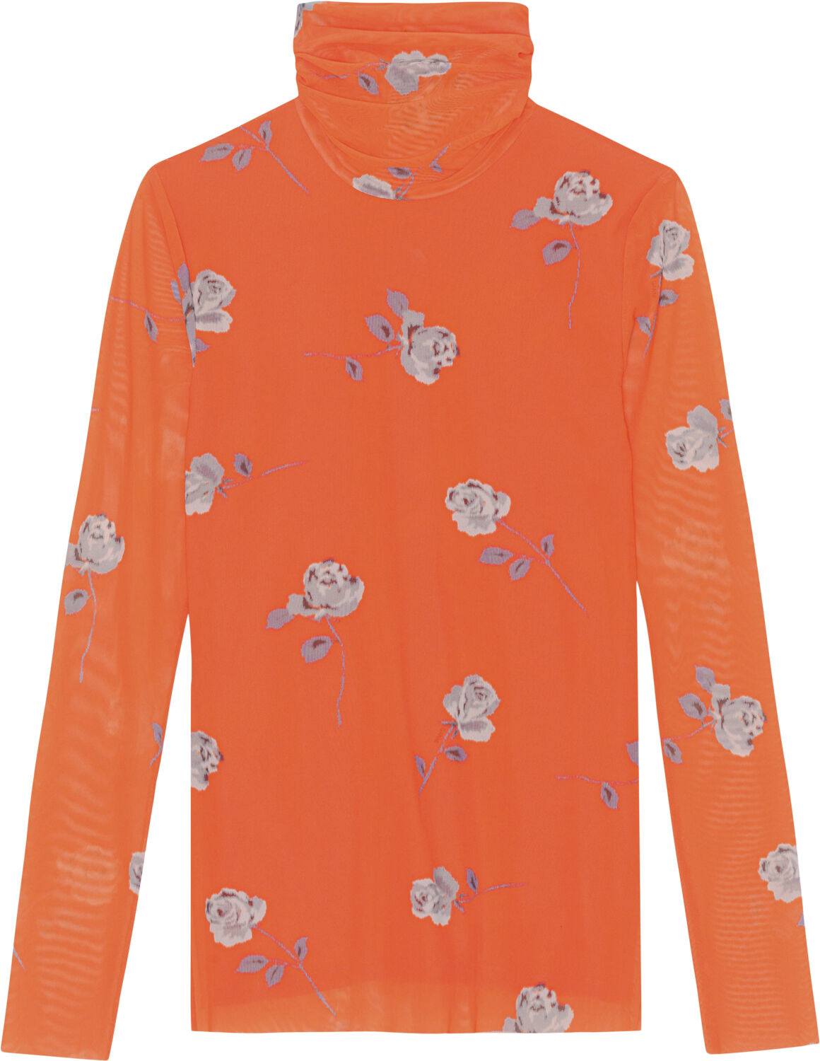 Printed Mesh Long Sleeve Rollneck