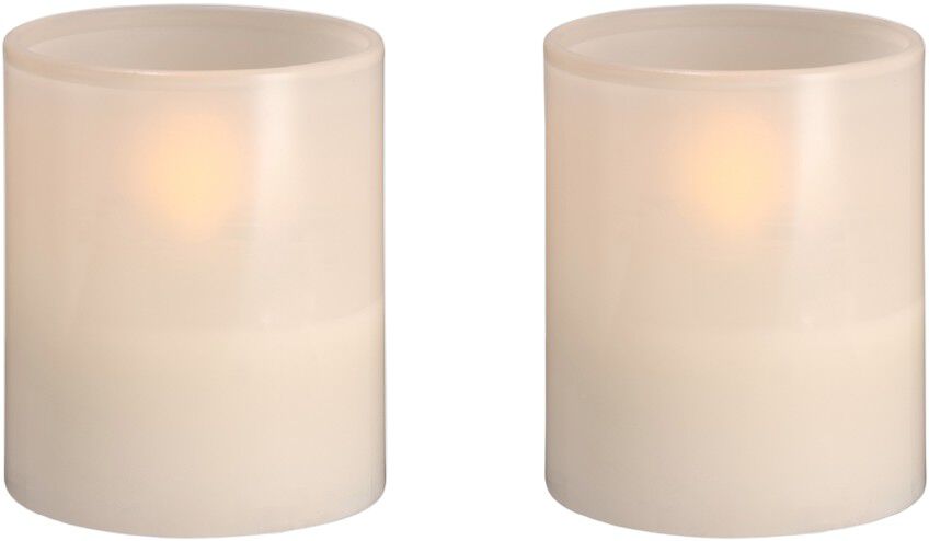 Moods & More - LED glass candle, Hurricane, Vanilla, 2-pack,