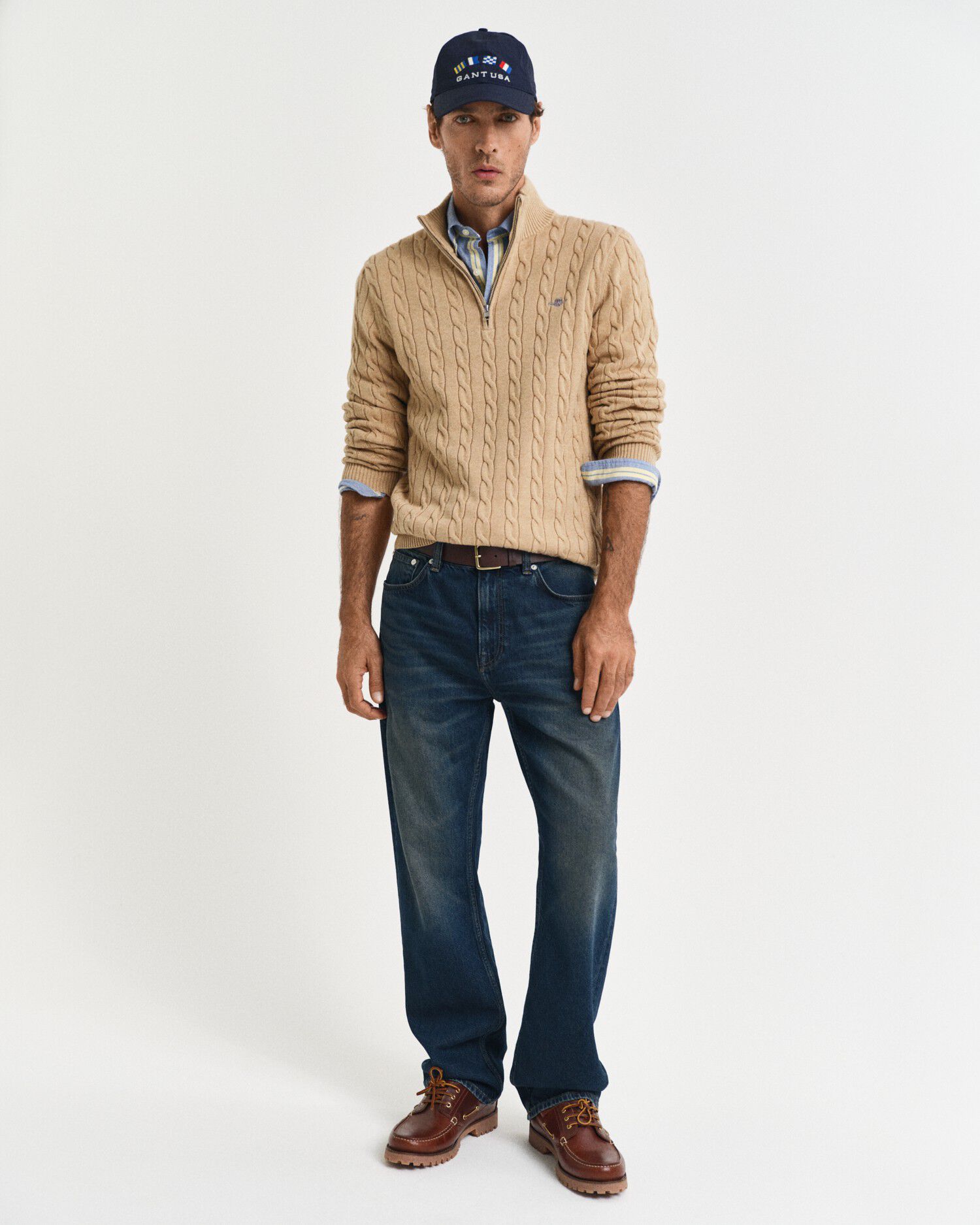 COTTON CABLE HALF ZIP