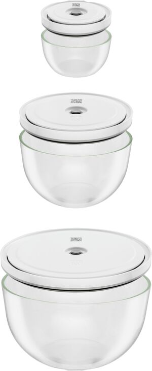 Fresh & Save BOWLS Vakuum sk&aring;l s&aelig;t S/M/L / 6-dele, Glas, gen