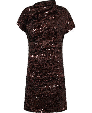 Velvet Sequins Draped Mini Dress