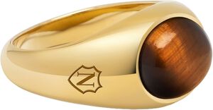 Gold Oval Signet Ring with Brown Tiger Eye
