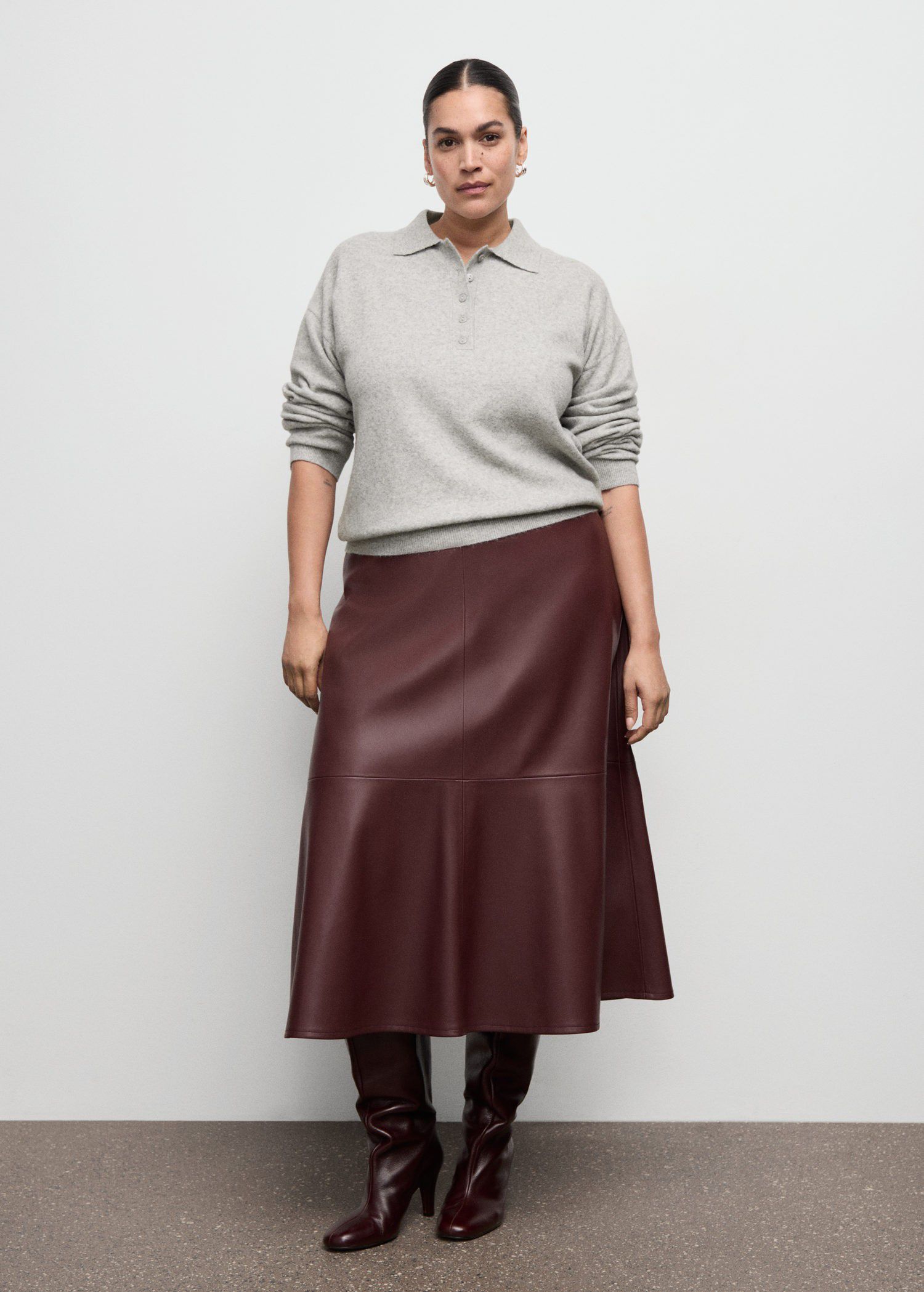 Long-sleeved polo-neck sweater