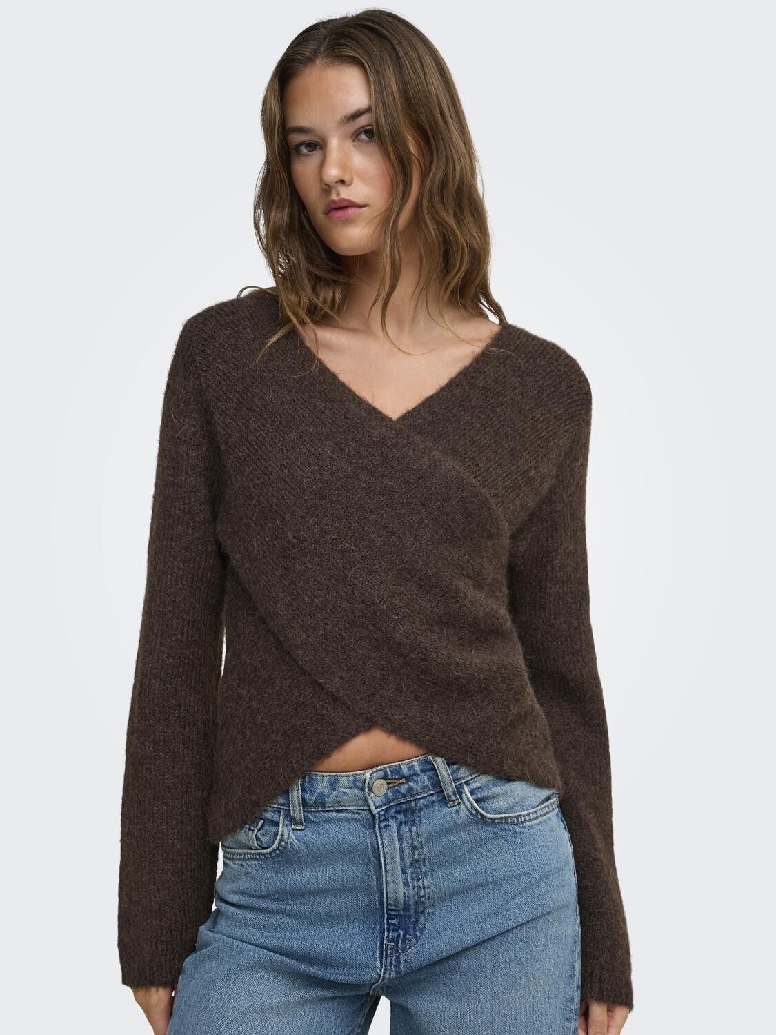 Onlmaggie Ls Cross V-Neck Cc Knt