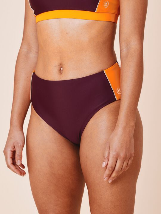 Ubud Colorblock high-waisted bikini bottom - Army/Sand